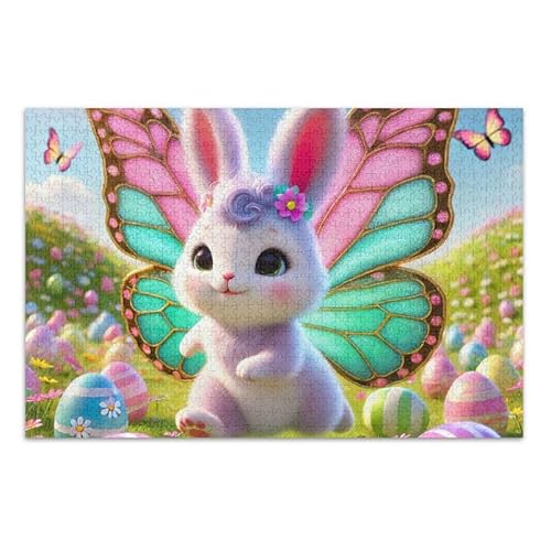 1000 Teile Puzzle Ostern Schmetterling Hase und Eier Pädagogisches und Lernpuzzle für Erwachsene Teenager von ODAWA