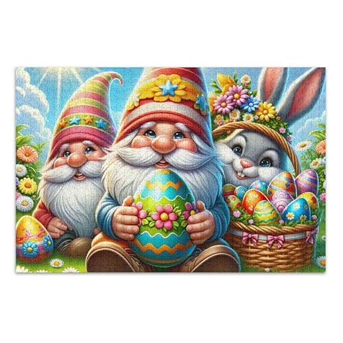 1000 Teile Puzzle Ostern Zwerge Eier Herausfordernd Puzzlespiel Lustiges Puzzle für Erwachsene von ODAWA