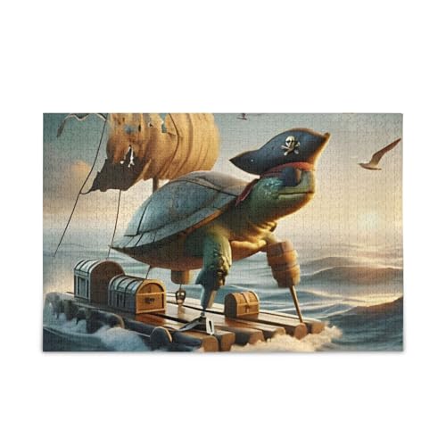 1000 Teile Puzzle Piratenschildkröte DIY Geschenk Puzzle mit Netz-Aufbewahrungstasche Herausforderung Puzzle für Erwachsene von ODAWA