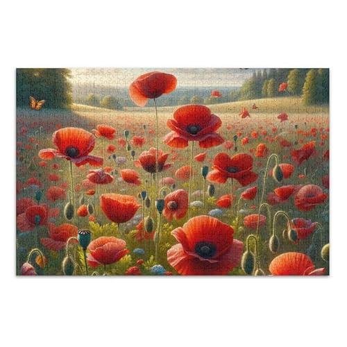 1000 Teile Puzzle Poppy Flowers4 Puzzle Spiel Home Wall Artwork Challenge Puzzle für Erwachsene von ODAWA