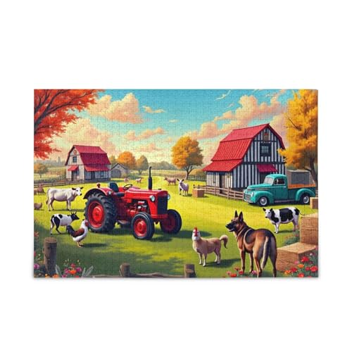 1000 Teile Puzzle Retro Bauernhof Orange Herausforderndes Puzzlespiel Lustiges Puzzle für Erwachsene von ODAWA