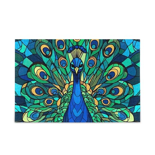 1000 Teile Puzzle Retro Pfau Grün Stabil 2 mm Puzzle Teile von ODAWA