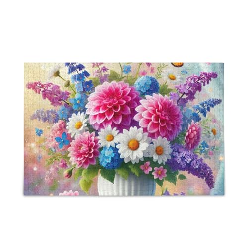 1000 Teile Puzzle Schmetterling Blumen Blumenstrauß Stabile 2 mm Puzzleteile Lustiges Puzzle für Erwachsene Kinder von ODAWA