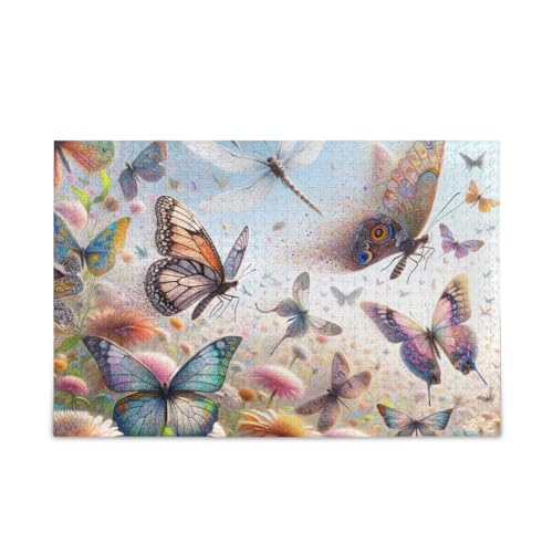 ODAWA 1000 Teile Puzzle Schmetterlinge und Libellen Puzzle-Spiel Home Wall Artwork Lustiges Puzzle für Erwachsene Kinder von ODAWA