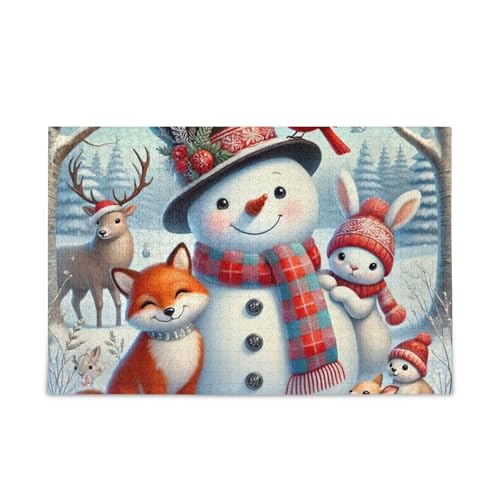 1000 Teile Puzzle Schneemann Snowy Scene Herausforderung Puzzle-Spiel Lustiges Puzzle für Erwachsene Kinder von ODAWA