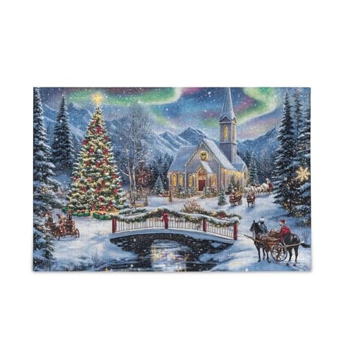 1000 Teile Puzzle Snowy Christmas Village Puzzle Spiel Home Wall Artwork Challenge Puzzle für Erwachsene von ODAWA