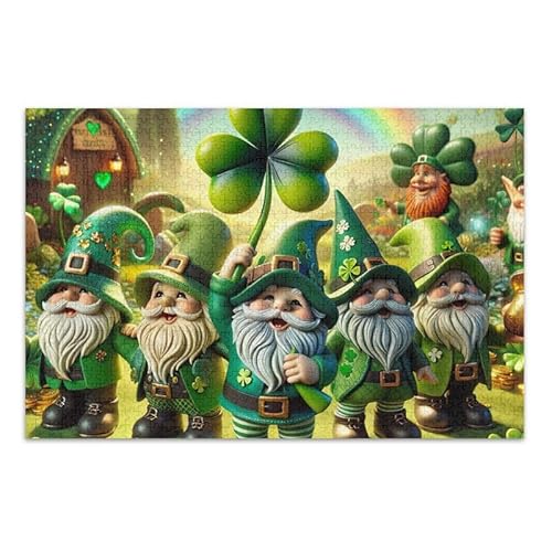 1000 Teile Puzzle St. Patrick's Day Zwerge Regenbogen Puzzle Spiel Home Wall Artwork Lustiges Puzzle für Erwachsene Erwachsene von ODAWA