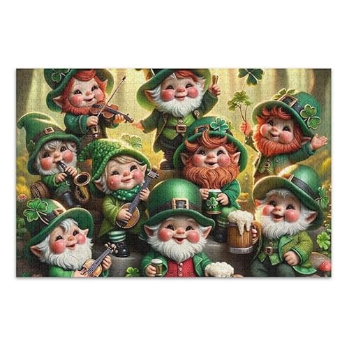 1000 Teile Puzzle St. Patrick's Gnomes Gathering Puzzle Spiel Home Wall Artwork für Erwachsene Teenager von ODAWA