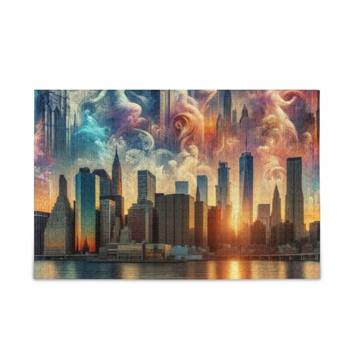 1000 Teile Puzzle Stadtbild Sonnenuntergang Blau Puzzle Spiel Home Wall Artwork Herausforderung Puzzle für Erwachsene von ODAWA