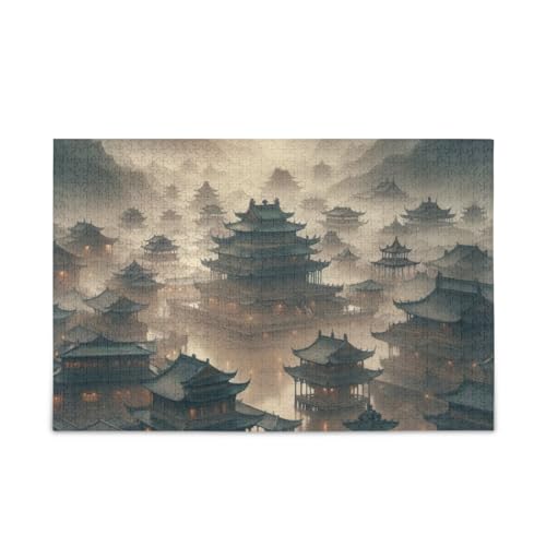 1000 Teile Puzzle Tempel Stabile 2 mm Puzzleteile Lustiges Puzzle für Erwachsene Kinder von ODAWA