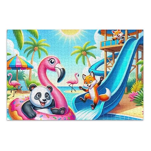 1000 Teile Puzzle Tiere Flamingo Panda Fuchs herausforderndes Puzzlespiel für Erwachsene Teenager von ODAWA