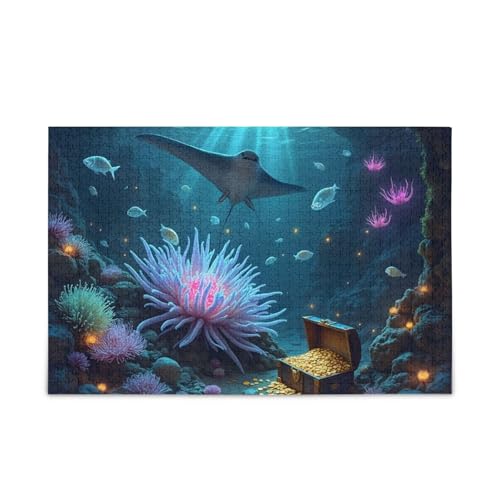 1000 Teile Puzzle Tropischer Ozean Blau Puzzle Spiel Home Wall Artwork für Erwachsene Familien von ODAWA