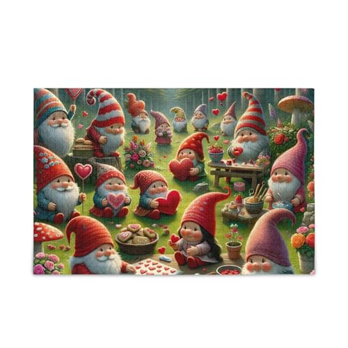 1000 Teile Puzzle Valentine Gnomes Grün Stabil 2 mm Puzzle Teile Herausforderung Puzzle für Erwachsene von ODAWA