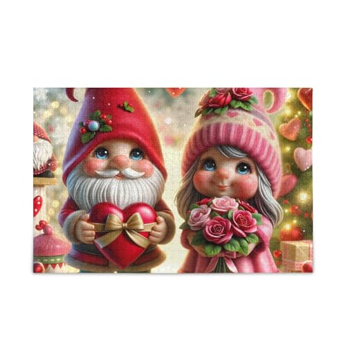 1000 Teile Puzzle Valentine Gnomes Love Stabile 2 mm Puzzleteile Herausforderung Puzzle für Erwachsene von ODAWA