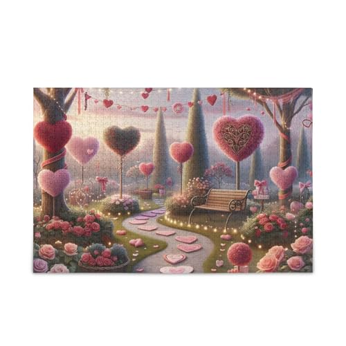 1000 Teile Puzzle Valentinstag Gartenweg Stabile 2 mm Puzzleteile Herausforderung Puzzle für Erwachsene von ODAWA