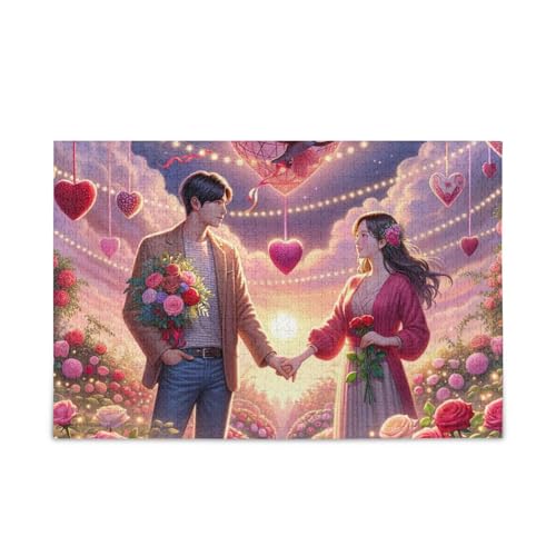 1000 Teile Puzzle Valentinstag Paar Rosen Stabile 2 mm Puzzleteile Lustiges Puzzle für Erwachsene von ODAWA