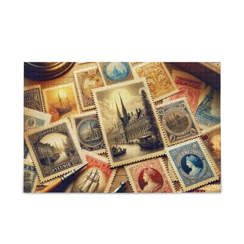 1000 Teile Puzzle Vintage Frankreich Briefmarkensammlung herausforderndes Puzzle-Spiel Spaß Familienaktivität von ODAWA