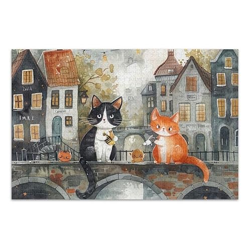 1000 Teile Puzzle Vintage Katzen Beige Puzzle Spiel Home Wall Artwork für Erwachsene Teenager von ODAWA