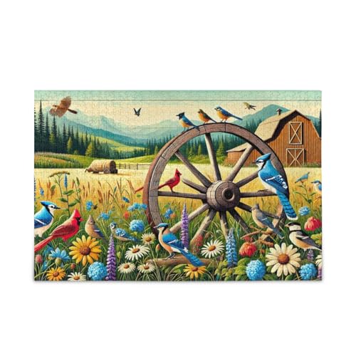 1000 Teile Puzzle Vögel Blumen Rad Stabile 2 mm Puzzleteile Spaß Familie Aktivität von ODAWA