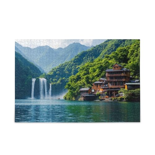 1000 Teile Puzzle Wasserfall Landschaft Stabile 2 mm Puzzleteile für Erwachsene Familien von ODAWA