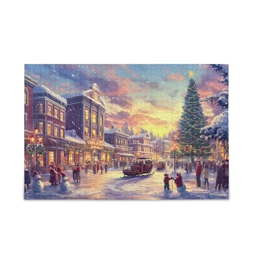 1000 Teile Puzzle Weihnachten Straßenszene Dämmerung Puzzle Spiel Home Wall Artwork Spaß Familie Aktivität von ODAWA