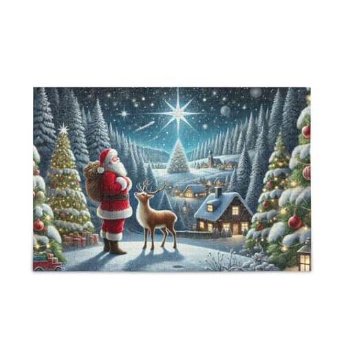 1000 Teile Puzzle Weihnachtsmann Rentier Weihnachten Nacht Puzzle Spiel Home Wall Artwork Spaß Familie Aktivität von ODAWA