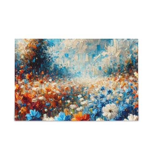 1000 Teile Puzzle Wildblumen Wiese Blau Herausforderndes Puzzlespiel für Erwachsene Familien von ODAWA