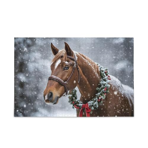 1000 Teile Puzzle Winter Pferd Braun Puzzle Spiel Home Wall Artwork für Erwachsene Familien von ODAWA