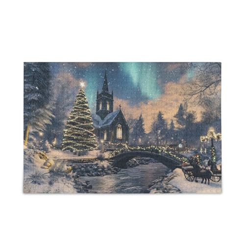 1000 Teile Puzzle Winterwunderland Nordlichter stabile 2 mm Puzzleteile Spaß Familienaktivität von ODAWA