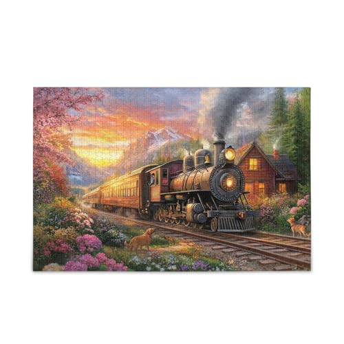 1000 Teile Puzzle Zug durch Berge Jigsaw Puzzles für Erwachsene Familien von ODAWA