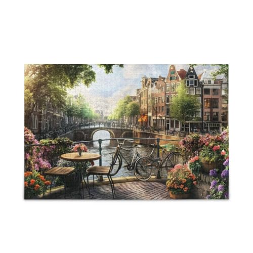 500 Teile Puzzle, Amsterdam Bloom Green Puzzles Herausforderndes Puzzle-Spiel für Erwachsene, Familien, 52,1 cm L x 37,8 cm B von ODAWA