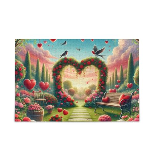 500 Teile Puzzle, Herzbogen Garten Grün Puzzles Puzzle Lustiges Puzzle für Erwachsene, 52,1 cm L x 37,8 cm B von ODAWA