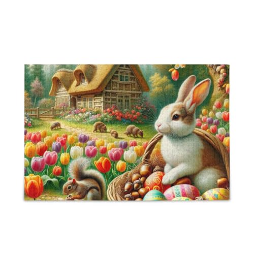 500 Teile Puzzle, Osterkorb Eier Puzzle Herausforderndes Puzzle-Spiel Lustiges Puzzle für Erwachsene, 52,1 cm L x 37,8 cm B von ODAWA