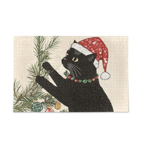 500 Teile Puzzle, Santa Cat Cream Puzzles Puzzle für Erwachsene, Familien, 52,1 cm L x 37,8 cm B von ODAWA