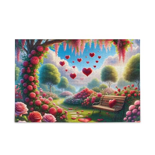 500 Teile Puzzle, Valentinstag Liebe Torbogen Puzzle DIY Geschenk Puzzle mit Netz-Aufbewahrungstasche Lustiges Puzzle für Erwachsene, 52,1 cm L x 37,8 cm B von ODAWA