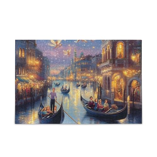 500 Teile Puzzle, Venedig Lichter Gelbes Puzzle-Spiel Home Wall Artwork für Erwachsene, Familien, 52,1 cm L x 37,8 cm B von ODAWA