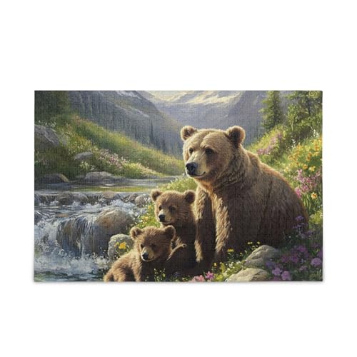 500 Teile Puzzle, drei Bären, grüne Puzzles für Erwachsene, Familien, 52,1 cm L x 37,8 cm B von ODAWA