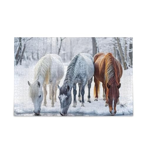 500 Teile Puzzle Elegante Pferde Weiße Puzzles Puzzle Lustig, 52 cm L x 37,8 cm B von ODAWA