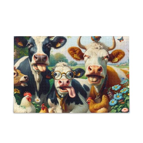 500 Teile Puzzles, lustiges Bauernhaus Kühe Puzzle Solide 2mm Puzzle Teile für Erwachsene, Familien, 52,1 cm L X 37,8 cm B von ODAWA