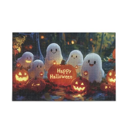 500-teiliges Puzzle, Halloween-Lächeln, orangefarbenes Puzzle-Spiel, Wandkunst, lustiges Puzzle für Erwachsene und Kinder, 52,1 x 37,8 cm (L x B) von ODAWA