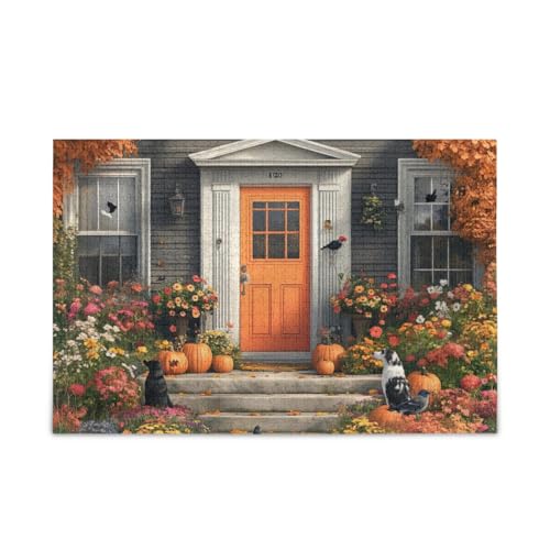 500-teiliges Puzzle, Harvest Home Orange Puzzle DIY Geschenk Puzzle mit Netz-Aufbewahrungstasche, lustige Familienaktivität, 52,1 cm L x 37,8 cm B von ODAWA