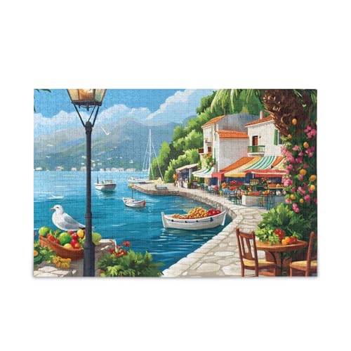 500-teiliges Puzzle, Küstenszenen-Puzzle-Spiel, Wandkunstwerk für Erwachsene, Familien, 52,1 x 37,8 cm (L x B) von ODAWA