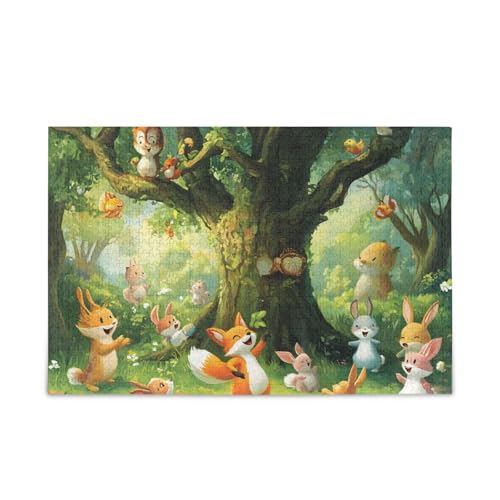 500-teiliges Puzzle, Waldtiere, grüne Puzzles, lustiges Puzzle für Erwachsene, 52,1 cm L x 37,8 cm B von ODAWA