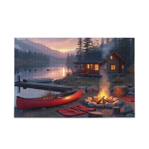 500-teiliges Puzzle, Wintersee-Rosa, Puzzle-Spiel für Erwachsene, Familien, 52,1 cm L x 37,8 cm B von ODAWA