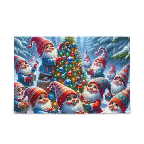 500-teiliges Puzzle, fröhliche Zwerge, Weihnachtsbaum-Puzzle, Herausforderungspuzzle für Erwachsene, 52,1 cm L x 37,8 cm B von ODAWA