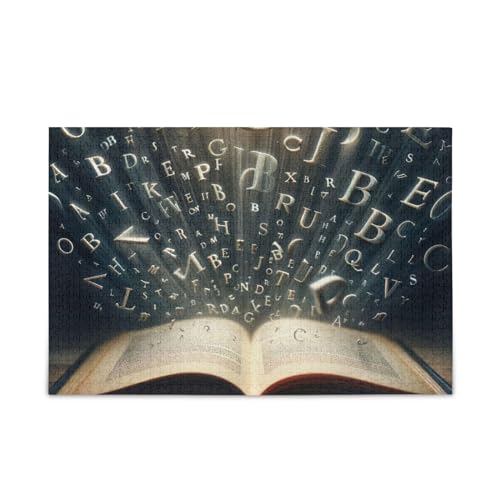 Alphabet Buch Puzzle 500 Teile Puzzle DIY Geschenk Jigsaw Puzzles mit Mesh Aufbewahrungstasche Lustiges Puzzle für Erwachsene von ODAWA