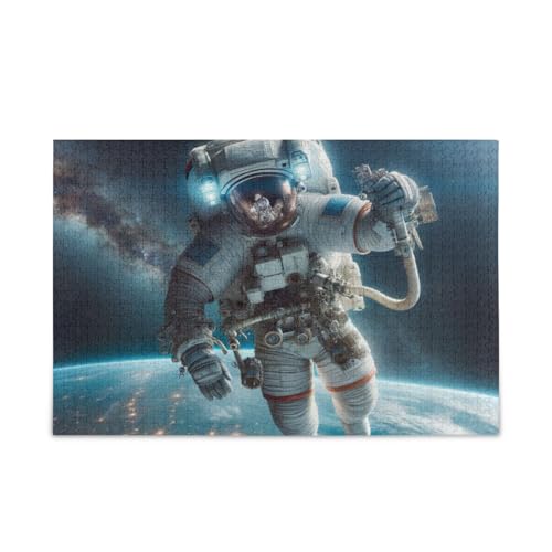 Astronaut Katze Weltraum Puzzles 500 Teile Puzzle Herausforderndes Puzzlespiel Lustiges Puzzle für Erwachsene von ODAWA