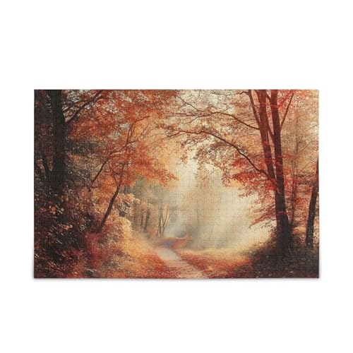 Autumn Glow Red Puzzles 500 Teile Puzzle Stabile 2 mm Puzzleteile Lustiges Puzzle für Erwachsene von ODAWA