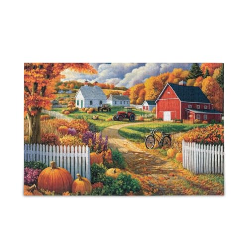 Autumn Harvest Farm Orange Puzzle DIY Gift Jigsaw Puzzles with Mesh Storage Bag for Adults, Families, Finished Size 74.9 cm x 50.0 cm von ODAWA