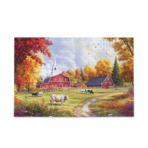 Bauernhofszene Red Barns Puzzle 500 Teile Puzzle Jigsaw Puzzles Herausforderung Puzzle für Erwachsene von ODAWA